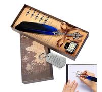 Quill Pen - Quick Drying With Keychain Replacement Nibs | Retro Writing Pens Fountain Ink Set | Journaling Signatures Practice Beginners Birthday Christmas Home Office School