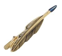 Quill Pen Tie Clip Tie Bar - Silver, Gold, Gold, One size