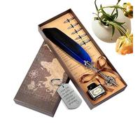 Quill, Quick-Drying, Includes Key Ring Replacement Feathers, Quill & Ink Bottle Set for Calligraphy, for Journaling, Drawing, Women, Men, Birthday, Christmas, Home, Office and