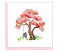 Quilling A Couple in Love Cherry Blossom Tree Hand-Finished Art Greeting Card Frameable Art - Suitable for Framing in a Card Frame - by The Quilling Card Company