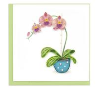 Quilling A Pink Potted Orchid Peaceful Plant Hand-Finished Art Greeting Card Frameable Art - Suitable for Framing in a Card Frame - by The Quilling Card Company