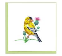 Quilling American Goldfinch Goldie On Thistle Hand-Finished Art Greeting Card Frameable Art - Suitable for Framing in a Card Frame - by The Quilling Card Company