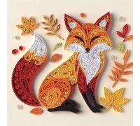 Quilling Art Fox 5D DIY Diamond Painting Kit for Adults, Partial Special Shaped Resin Drills Animal Series, 30x30cm Forest Paper Art Decor, Clever Craft, Animal Art Gift