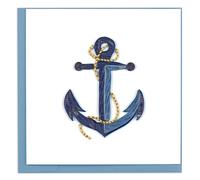 Quilling Blue Sea Anchor Maritime Hand-Finished Art Greeting Card Frameable Art - Suitable for Framing in a Card Frame - by The Quilling Card Company