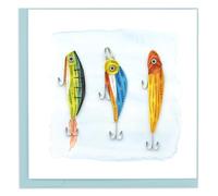 Quilling Bright Fishing Lures Fisherman's Friend Hand-Finished Art Greeting Card Frameable Art - Suitable for Framing in a Card Frame - by The Quilling Card Company