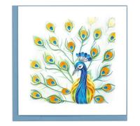 Quilling Bright Peacock Bird Feather Fun Hand-Finished Art Greeting Card Frameable Art - Suitable for Framing in a Card Frame - by The Quilling Card Company