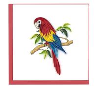 Quilling Bright Perched Parrot Chirpy Friend Hand-Finished Art Greeting Card Frameable Art - Suitable for Framing in a Card Frame - by The Quilling Card Company