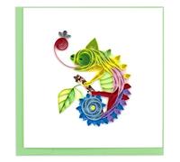 Quilling Colourful Chameleon Colour-Changing Fun! Hand-Finished Art Greeting Card Frameable Art - Suitable for Framing in a Card Frame - by The Quilling Card Company
