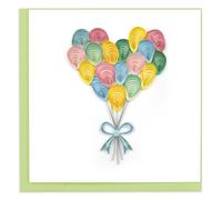 Quilling Colourful Heart Balloons Love Balloons! Hand-Finished Art Greeting Card Frameable Art - Suitable for Framing in a Card Frame - by The Quilling Card Company