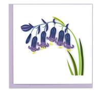 Quilling Drooping Bluebells Pretty In Purple Hand-Finished Art Greeting Card