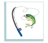 Quilling Fly Fishing Trout-Tastic Fun Hand-Finished Art Greeting Card Frameable Art - Suitable for Framing in a Card Frame - by The Quilling Card Company