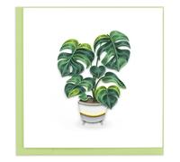 Quilling Green Monstera Pot Plant Lover Hand-Finished Art Greeting Card Frameable Art - Suitable for Framing in a Card Frame - by The Quilling Card Company