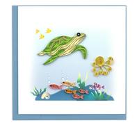Quilling Green Sea Turtle Sea Safari Adventure Hand-Finished Art Greeting Card Frameable Art - Suitable for Framing in a Card Frame - by The Quilling Card Company