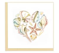 Quilling Heart-Shaped Sea Shells Ocean Romance Hand-Finished Art Greeting Card Frameable Art - Suitable for Framing in a Card Frame - by The Quilling Card Company