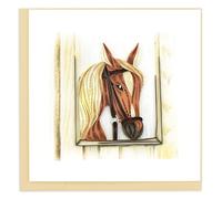 Quilling Horse in Stable Hello Neigh-Bour! Hand-Finished Art Greeting Card Frameable Art - Suitable for Framing in a Card Frame - by The Quilling Card Company
