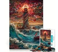 Quilling Lighthouse Jigsaw Puzzles for Adults1000 Piece Mind Skill Group Joy Quality Edge Art Collection Piece (38x26cm)