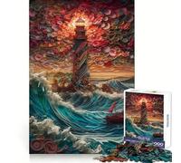 Quilling Lighthouse Jigsaw Puzzles for Adults1000 Pieces Memory Boost Together Fun Image Assembly Art Collectible (50x75cm)