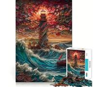 Quilling Lighthouse Jigsaw Puzzles for Adults1000 Pieces Memory Boost Together Fun Image Assembly Art Collectible (50x75cm)