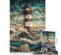 Quilling Lighthouse Jigsaw Puzzles for Teenagers 1000 Piece Thought Toy Calm Escape Precise Edge Amazing Present (38x52cm)