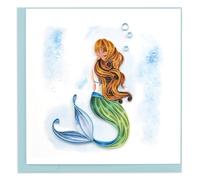 Quilling Magical Mermaid Princess Swimming Hand-Finished Art Greeting Card Frameable Art - Suitable for Framing in a Card Frame - by The Quilling Card Company