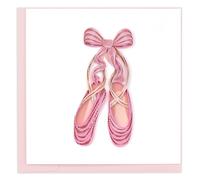 Quilling Pink Ballet Shoes Pretty Pink Pirouettes Hand-Finished Greeting Card Frameable Art - Suitable for Framing in a Card Frame - by The Quilling Card Company