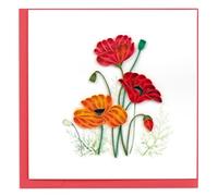 Quilling Red and Orange Peaceful Poppies Hand-Finished Art Greeting Card Frameable Art - Suitable for Framing in a Card Frame - by The Quilling Card Company