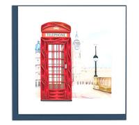 Quilling Red London Telephone Box Big Ben Hand-Finished Art Greeting Card Frameable Art - Suitable for Framing in a Card Frame - by The Quilling Card Company