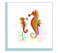 Quilling Sea Horses Ocean Beauty Hand-Finished Art Greeting Card Frameable Art - Suitable for Framing in a Card Frame - by The Quilling Card Company