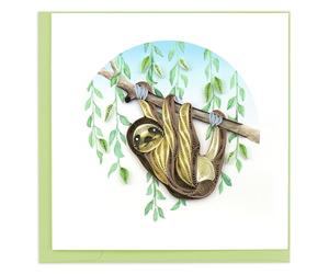 Quilling Sloth On A Branch Lazy Leaf Lounger Hand-Finished Art Greeting Card Frameable Art - Suitable for Framing in a Card Frame - by The Quilling Card Company