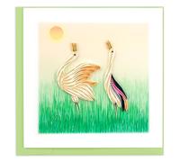 Quilling Two Cranes Sunset Landscape Hand-Finished Art Greeting Card Frameable Art - Suitable for Framing in a Card Frame - by The Quilling Card Company