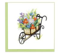Quilling Wheelbarrow Flowers Rainbow Garden Hand-Finished Art Greeting Card Frameable Art - Suitable for Framing in a Card Frame - by The Quilling Card Company