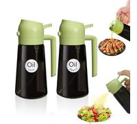 QuilNiche 2-in-1 Oil Spray Bottle, Olive Oil Dispenser with Environmental Protection Waterproof Label Sticker, 470ml Light-Blocking Food-Grade Mister Glass Spray Bottles for Kitchen Air Fryer and BBQ