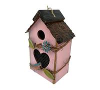 QUILSTM Wooden Bird House Hanging Outdoor Sturdy Jute Rope For Hanging. Can | Easily Hung In Garden Or On Balcony To Add Interesting To Home Decor. Bird House For Outside Rustic Country