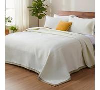 Quilt Bedspread 3 Piece Set: All-Season Luxury Coverless Quilted Bedspread King Size 220 x 240 cm Ultra Soft Skin-friendly Comforter Throw Set with 2 Pillow Sham 50 x 70 cm (Cream White-A)