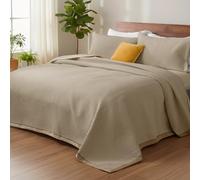 Quilt Bedspread 3 Piece Set: All-Season Luxury Coverless Quilted Bedspread Oversized 220 x 240 cm Microfiber Premium Quality Bed Throw Set with 2 Pillow Sham 50 x 70 cm Easy Care (Khaki-A)