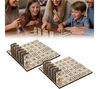 Quilt Block Dominoes - Wooden Laser Engraved Domino Game for Adults, Cherry Wood Tiles with Engraved Quilter Patterns, Educational Toy for Quilting Enthusiasts, Suitable for 2-4 Players (2 Pcs)