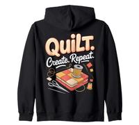 Quilt Create Repeat Quilting Quilter Sewing Patchwork Zip Hoodie