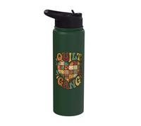 Quilt Gang Heart Patchwork Design Stainless Steel Insulated Water Bottle