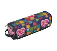 Quilt Heart Multicolor Hot Hair Tools Travel Bag for Hot Tools Straightener Curling Iron Hair Dryers Haircare Accessories Travel Organizer for Women Heat Resistant Mat Portable Essentials