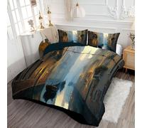 Quilt Super King 7.5 Tog Bed Comforter, Soft Lightweight Ancient Grand Canal Coverless Duvet, Machine Washable Venice The City Of Water Printed Duvet Set with 2 Pillowcases ( Brown, 264x230cm )