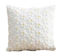 Quilted and Embroidered Pillowcases, Cute Rabbit Fur Sofa Cushions, Headrests Without Cores, Soft Polyester Cushion Case for Bedroom, Living Room (White Flower)