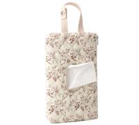 Quilted Baby Diaper and Wipes Pouch, Portable Mommy Bag with Lanyard, Refillable Wipe Holder Organizer for Stroller, Travel and Daily Use (White)