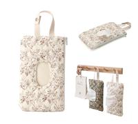 Quilted Baby Wipe Holder, Wipes Dispenser and Wipes Container,Portable Refillable Diaper and Wipes Pouch for Car Stroller Outdoor Hiking Travel (Beige)