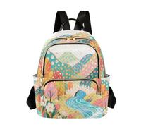 Quilted Backpack Women 14 Inch Lightweight Daypack Bubble Art Colorful, Colorful Park Light, M, Rucksack Backpacks