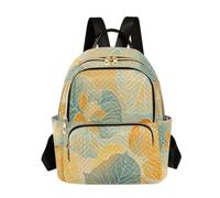 Quilted Backpack Women 14 Inch Lightweight Daypack Fantasy Magic Array, Line Art Flower, S