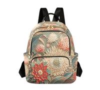 Quilted Backpack Women 14 Inch Lightweight Daypack Luminous Magic Array, Paper - Cut Flower Art, M, Rucksack Backpacks