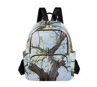 Quilted Backpack Women 14 Inch Lightweight Daypack Luminous Magic Array, Spring Tree Photo, S