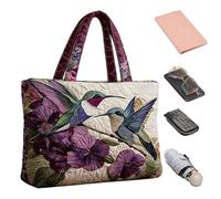 Quilted Bag - Weekender Bag, Quilted Weekender Bag | For Women Professionals Travellers Office Weekend Getaways Short Leisure Trips Beach Gym Evenings Out, Hummingbird, Please refer to the description