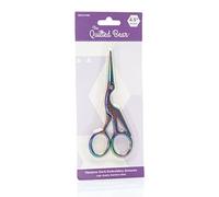 Quilted Bear Rainbow Scissors - Precision Rainbow Stork Embroidery/Nail Scissors with Sharp Blades for Sewing & Embroidery Use (4.5")