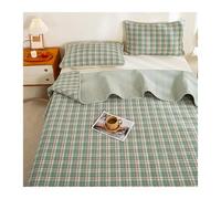Quilted Bedspreads Bedroom Decor Cotton Plaid Quilted Bed Throw Bedspreads Soft Bedding Single Double Bed Quilt with 2 Pillowcase